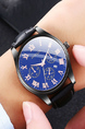 Black Leather Band Quartz Men Watch