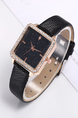 Black Leather Band Quartz Watch