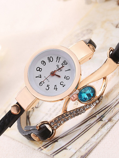 Rose Gold Stainless Steel Band Rhinestone Quartz Watch