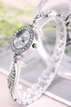 Silver Plated Band Rhinestone Quartz Watch