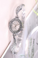 Silver Plated Band Rhinestone Quartz Watch