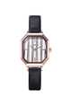 Black Leather Band Quartz Watch