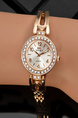 Rose Gold Plated Band Rhinestone Quartz Watch