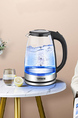 Electric Glass Kettle Silver and Black Large Capacity Stainless Steel Automatic Power Off Kettle Tea Maker Transparent