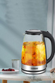 Electric Glass Kettle Silver and Black Large Capacity Stainless Steel Automatic Power Off Kettle Tea Maker Transparent