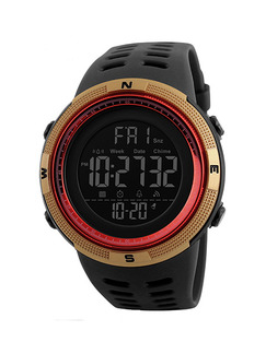 Black Leather Band Pin Buckle Digital Waterproof Luminous Alarm Clock Watch