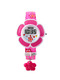 Pink Leather Band Pin Buckle Flower Shaped Digital Watch
