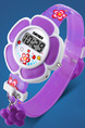 Violet Leather Band Pin Buckle Flower Shaped Digital Watch