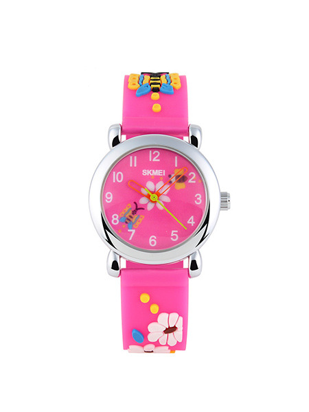 Pink Silicone Band Pin Buckle Digital Waterproof Watch