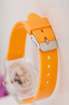 Orange Plastic Band Pin Buckle Quartz Watch