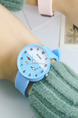 Blue Silicone Band Pin Buckle Quartz Watch