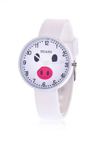 White Silicone Band Pin Buckle Quartz Watch