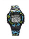 Black Green and Blue Plastic Band Pin Buckle Digital Waterproof Luminous Watch
