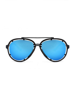 Blue Solid Color Plastic Aviator Polarized Sunglasses