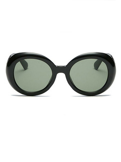 Black Solid Color Plastic Oval Sunglasses
