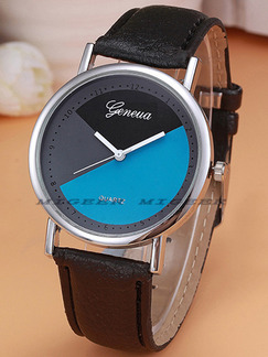 Black Leather Band Belt Pin Buckle Quartz Watch