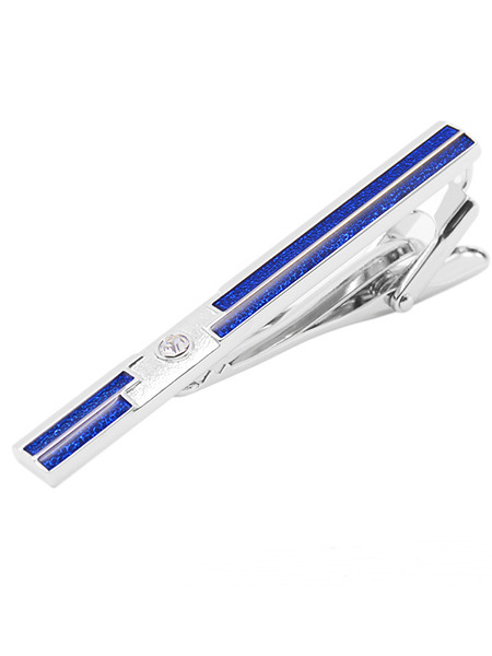 Alloy Silver and Blue Plated  Tie Clip