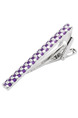 Alloy Grid Silver and Purple Plated  Tie Clip