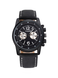 Black Leather Band Belt Pin Buckle Quartz Waterproof Watch