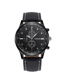 Black Leather Band Belt Pin Buckle Quartz Life Waterproof Watch