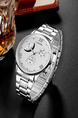 Silver Stainless Steel Band Deployment Buckle Quartz Life Waterproof Watch