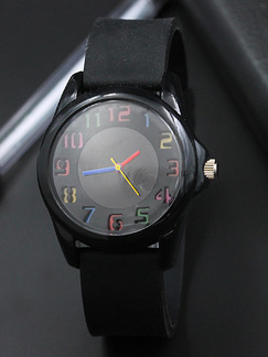 Black Leather Band Pin Buckle Quartz Watch