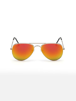 Yellow Red Gradient Metal Aviator Sunglasses