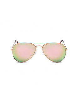 Pink Green Gradient Metal Aviator Sunglasses
