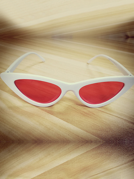 Red Solid Color Plastic Cat Eye Sunglasses