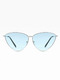 Sky Blue Solid Color Metal Triangle Sunglasses