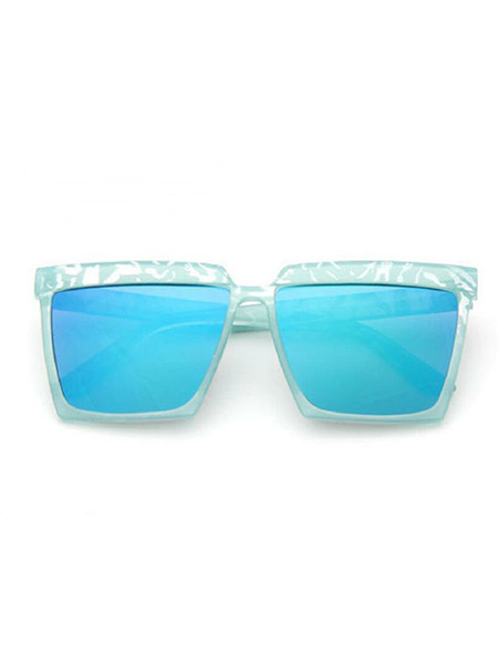 Lake Blue Solid Color Plastic Square Sunglasses
