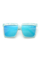 Lake Blue Solid Color Plastic Square Sunglasses