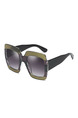 Black Solid Color Plastic Square Oversized Sunglasses