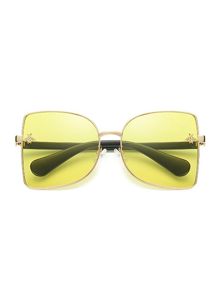 Yellow Solid Color Plastic Square Oversized Sunglasses