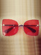 Red Solid Color Plastic Square Oversized Sunglasses