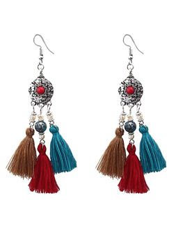 Alloy Hook Retro Tassel  Earring