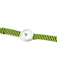 Green and Black Leather Band Belt Pin Buckle Quartz Watch