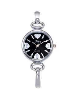Silver Alloy Band Bracelet Quartz Watch