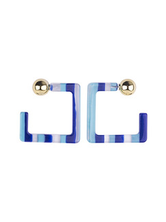 Resin G Shaped Stripe  Earring