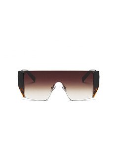 Brown Gradient PC One-Piece Square Men Sunglasses