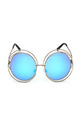 Blue Green and Purple Gradient Metal Round Mirror Men Sunglasses