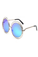 Blue Green and Purple Gradient Metal Round Mirror Men Sunglasses