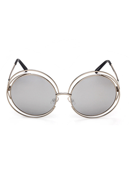 Grey Solid Metal Round Mirror Men Sunglasses