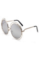 Grey Solid Metal Round Mirror Men Sunglasses