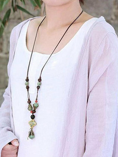 Ceramic and Wood Ethnic  Necklace