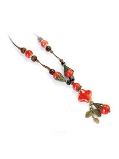 Ceramic and Wood Ethnic  Necklace