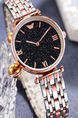 Silver and Pink Stainless Steel Band Quartz Watch