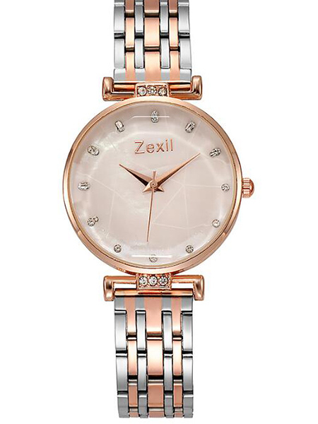 Pink and Silver Stainless Steel Band Quartz Watch