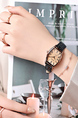 Black Rose Gold Leather Band Belt Quartz Watch