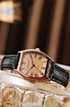 Black Rose Gold Leather Band Belt Quartz Watch